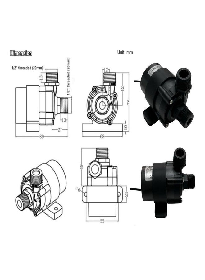 Flojoy DC 24V 30W Male Thread 1/2" Brushless Magnetic Drive Centrifugal Submersible & Non Submersible Pump Quiet 900L/H8M, 25Ft for Fish Tank Fountain Pool Pond Aquarium Solar Water Circulation System - Image 4